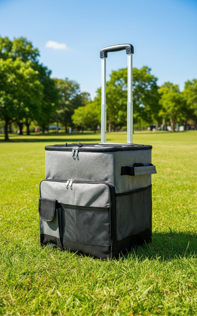 Cooler Picnic Bag Trolley Thermally Insulated - 36L - 60 cans - Grey - Drinks Food Cool Bag Rainproof