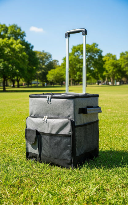 Cooler Picnic Bag Trolley Thermally Insulated - 36L - 60 cans - Grey - Drinks Food Cool Bag Rainproof