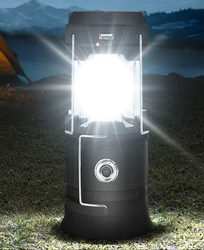 LED Camping Lamp Solar Powered Rechargeable USB Torch Waterproof Emergency Light Lantern