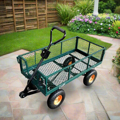 300kg Gardeon Mesh Garden Cart Steel Removable Sides Trolley Wagon ATV Trailer