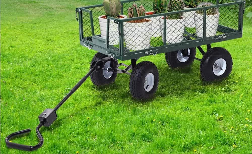 300kg Gardeon Mesh Garden Cart Steel Removable Sides Trolley Wagon ATV Trailer