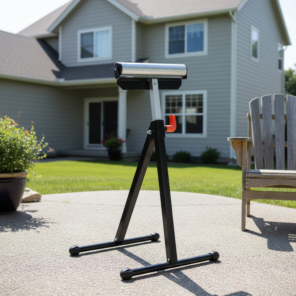 Foldable Roller Support Stand Adjustable Bench Holder 67-110cm Heavy Duty Steel