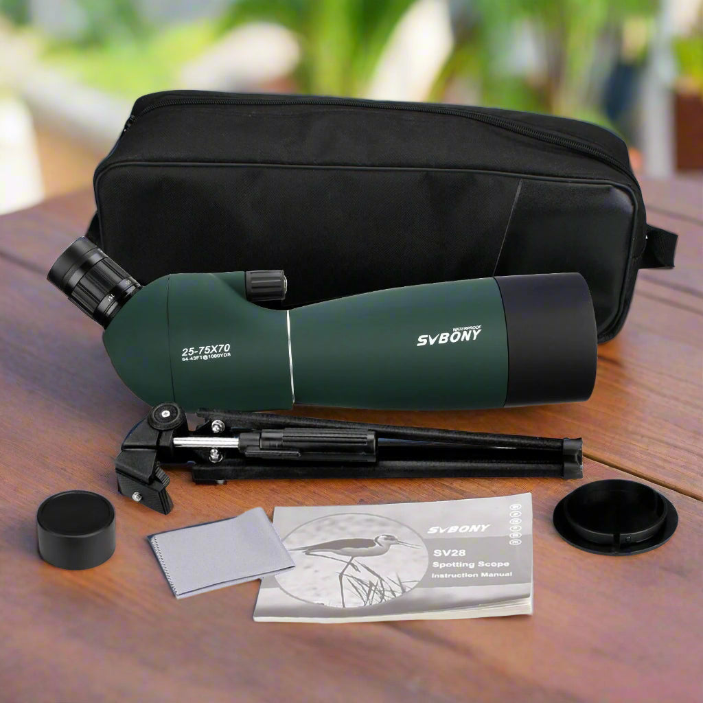High Definition Birding Scope with Tripod - 25-75x70 - Green Film - 19Mm Eyepiece Red Film