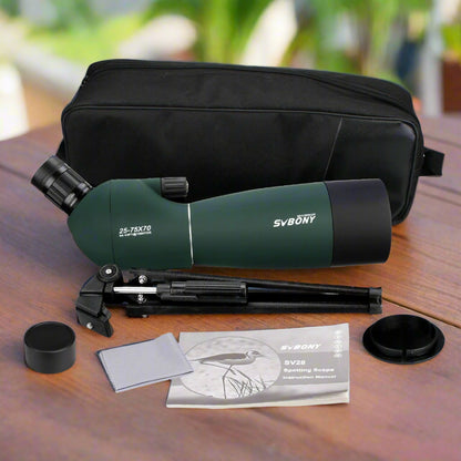 High Definition Birding Scope with Tripod - 25-75x70 - Green Film - 19Mm Eyepiece Red Film