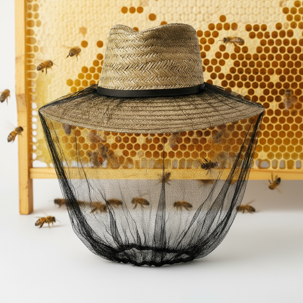 Mosquito Hat Net Head Protector Bee Bug Mesh Insect Mozzie Fishing Fly - Black