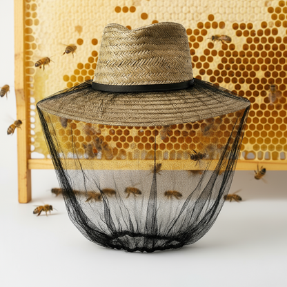 Mosquito Hat Net Head Protector Bee Bug Mesh Insect Mozzie Fishing Fly - Black