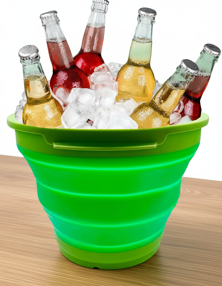 7 Litre Foldable Collapsible Silicone Bucket for Home/Hiking/Camping/Fishing - Green