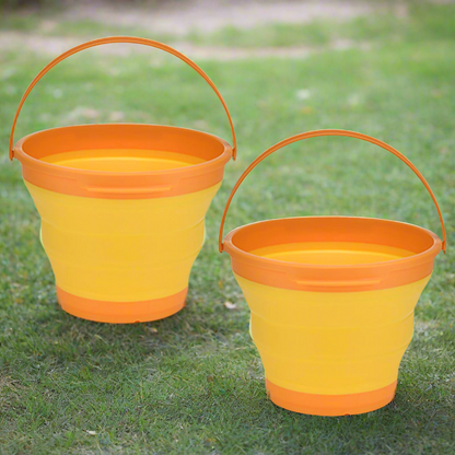 2x 7L Foldable Collapsible Silicone Bucket for Hiking/Camping/Fishing - Orange