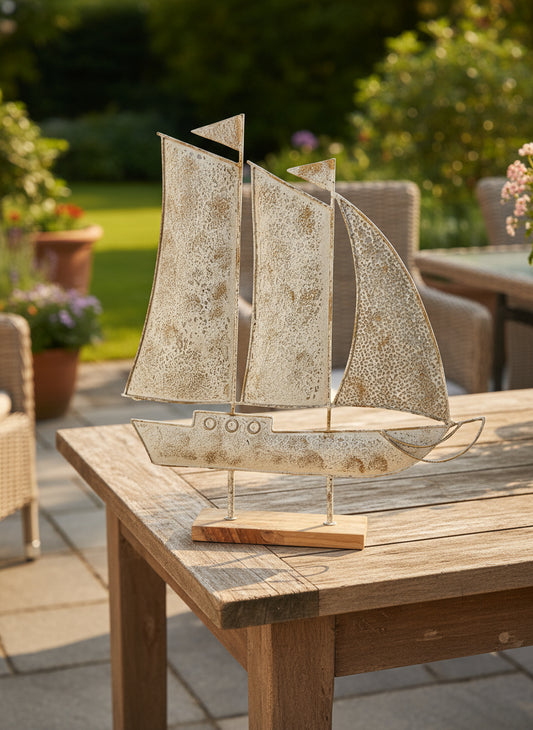 Distressed Finish Sail Boat Ornament 56cm