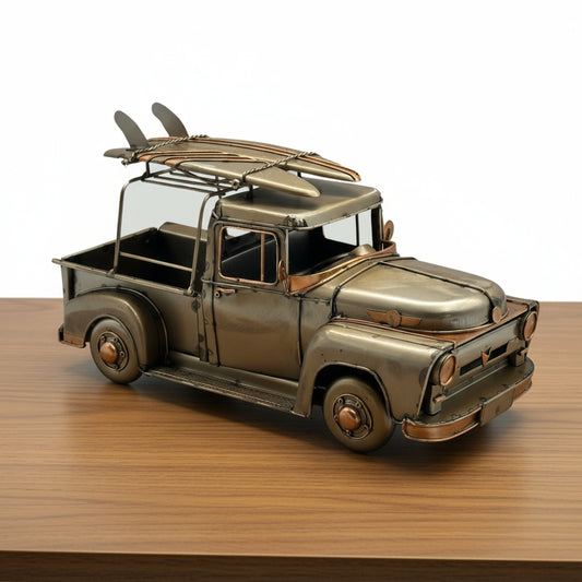 Antique Style Metal Ute w Surfboards 17cm