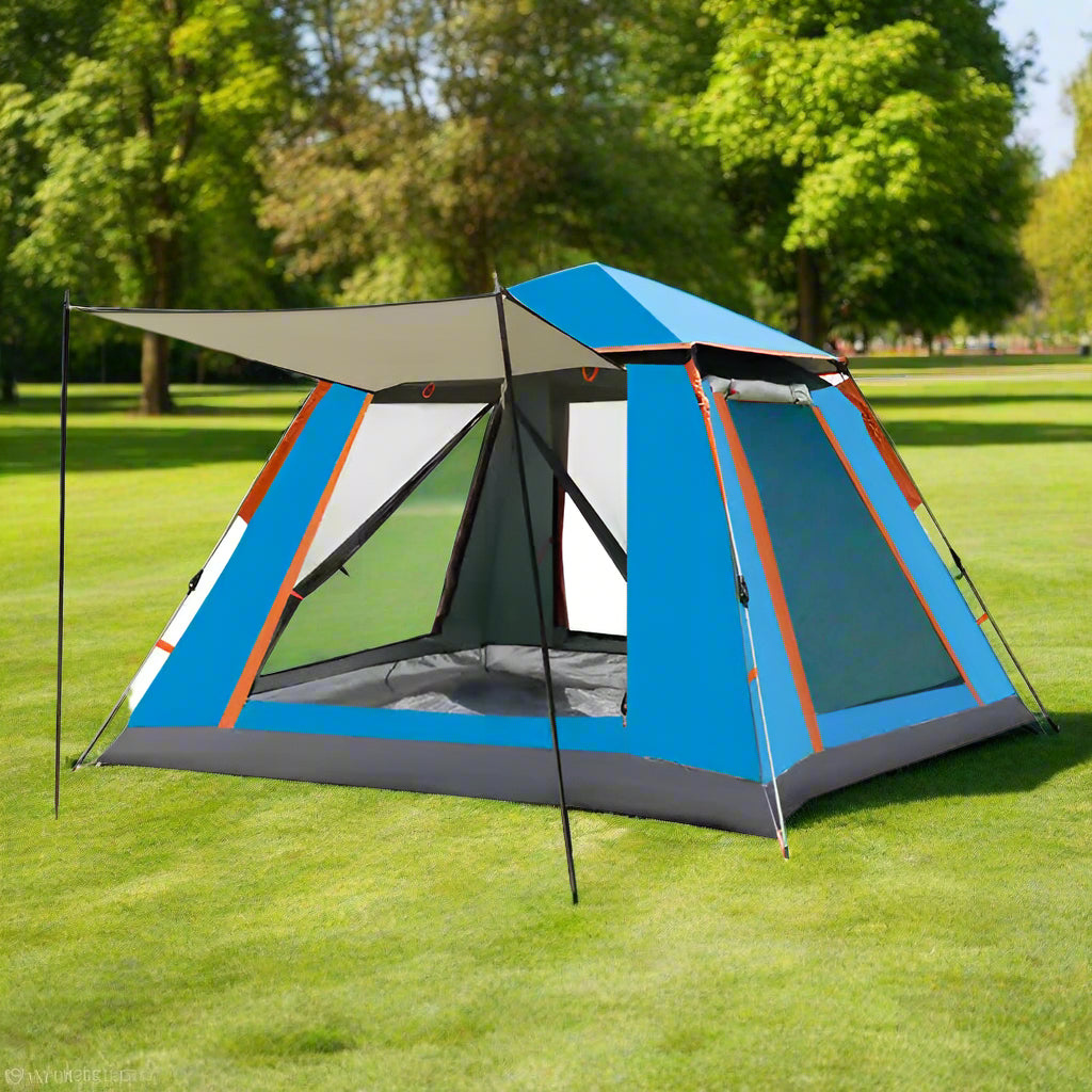 Silver glue Waterproof Camping tent with Awning - Size: 270x270x185cm, charming and sturdy for outdoor excursions (Blue)