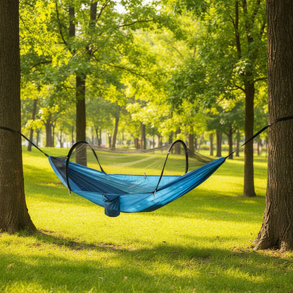 Outdoor Camping Hammock with Mosquito Net - 240x100cm Lightweight Portable Hammock Single Blue