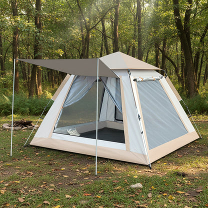 Camping Tent with Awning | Waterproof Family Tent with Carry Bag and Accessories 210*210*135cm Cloudy Gray