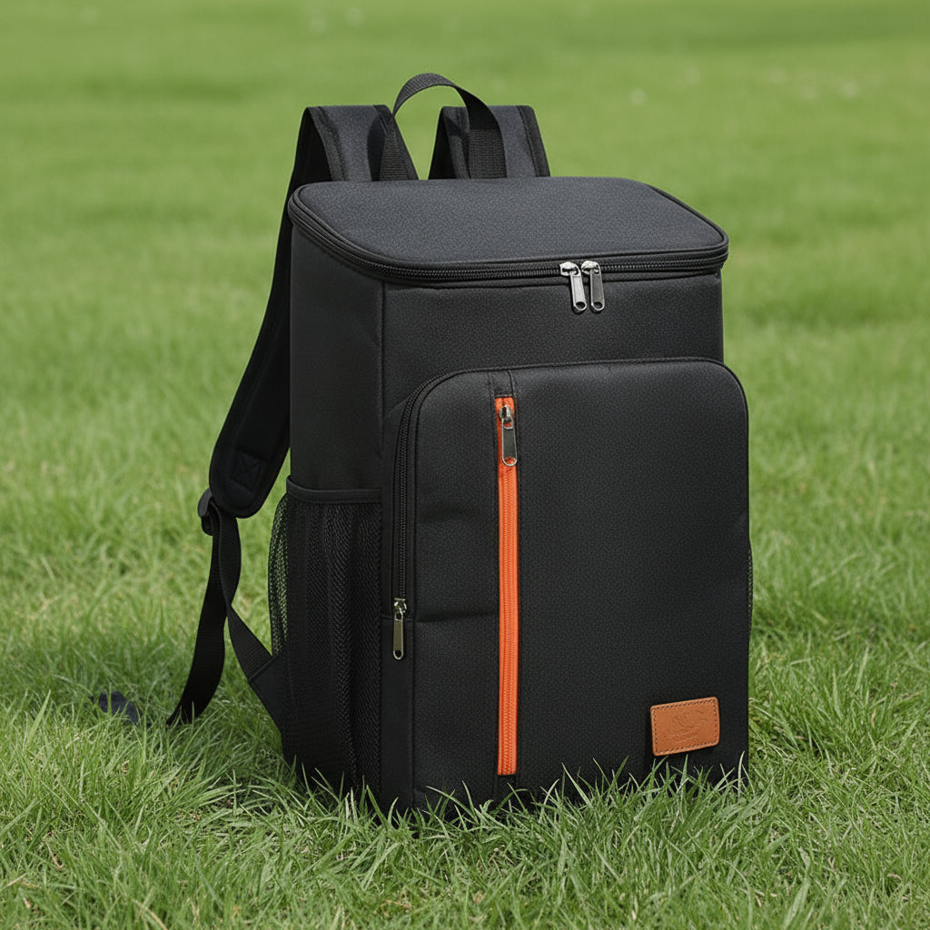 Insulated Cooler Backpack- Stylish Portable Fresh-keeping Picnic Outdoor Backpack and Travel Bag 18L (Black)
