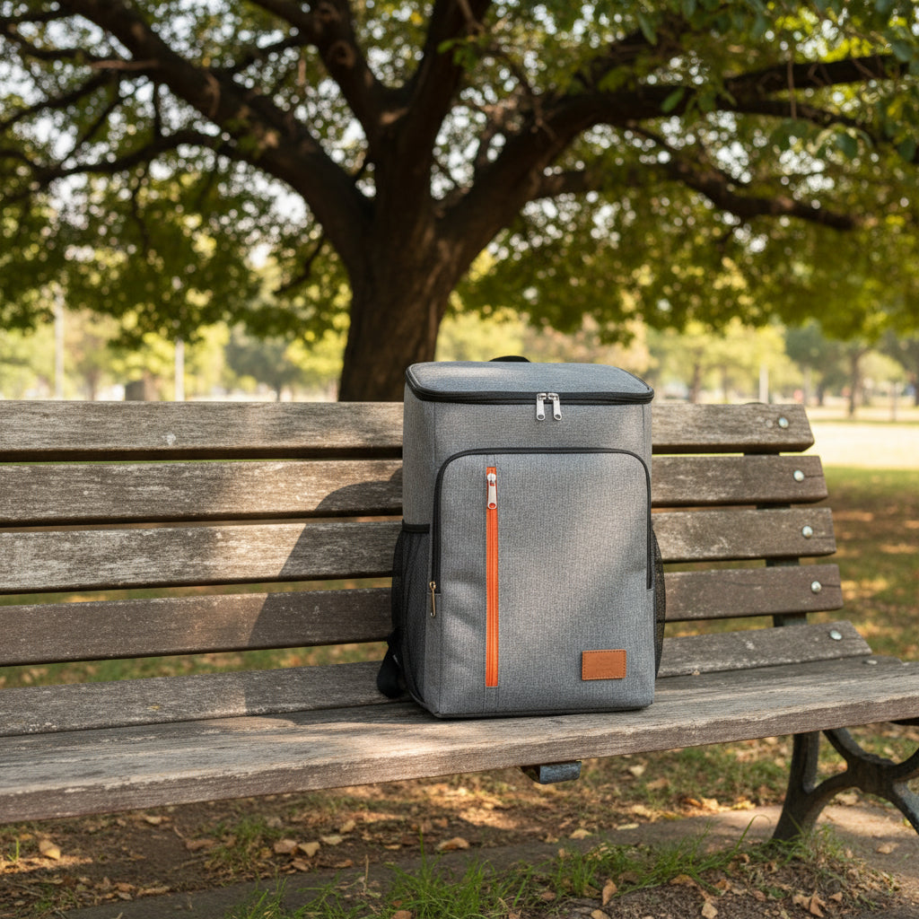 Insulated Cooler Backpack- Stylish Portable Fresh-keeping Picnic Outdoor Backpack and Travel Bag 18L (Black)