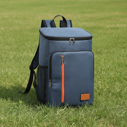 Insulated Cooler Backpack- Stylish Portable Fresh-keeping Picnic Outdoor Backpack and Travel Bag 18L (Navy Blue)