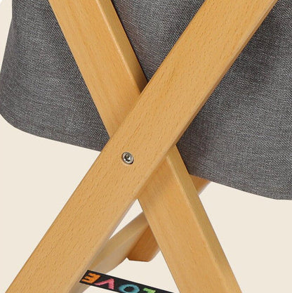 Foldable Wooden Laundry Cart with Detachable Fabric Storage Bag – Walnut Color 45x37x53cm