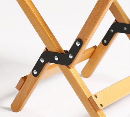 Dual-Purpose Wooden Folding Stool - Walnut Finish, 150kg Weight Capacity 40x33.5x35.5cm