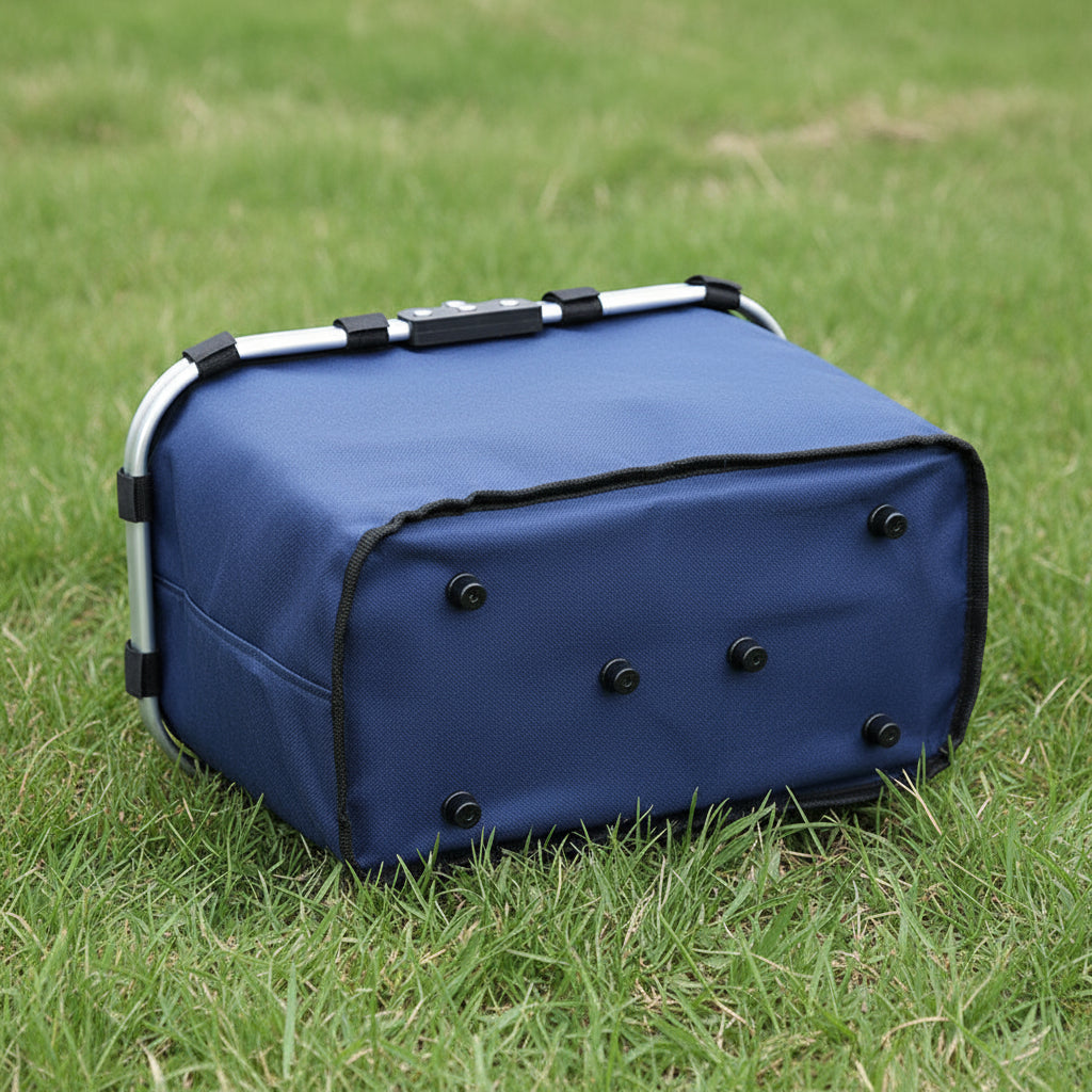 Red Portable Picnic Basket - Foldable Insulated Outdoor Shopping Basket, Meal Delivery & Takeout Carrier