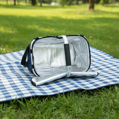 Red Portable Picnic Basket - Foldable Insulated Outdoor Shopping Basket, Meal Delivery & Takeout Carrier