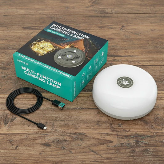 L828-10m LED Color Camping Light with Tape Measure & 2000mAh Battery - Super Long Battery Life, Multi-Function Tent, Emergency & Ambient Light