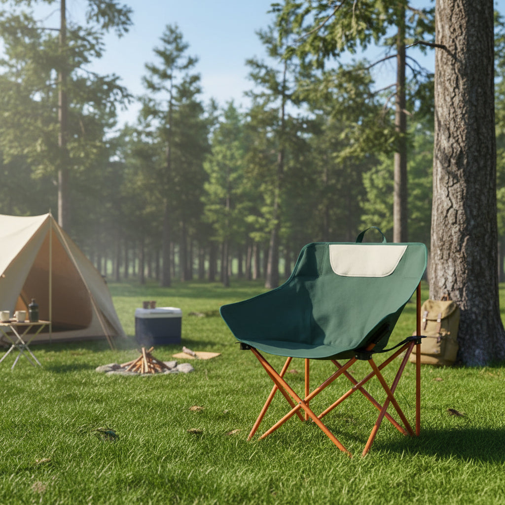 Green Outdoor Folding Camping Chair - Portable Lounge Chair, Lightweight Beach Chair, Fishing Stool, and Picnic Seat, Perfect for Outdoor Adventures