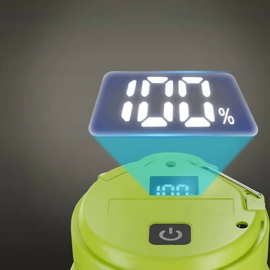 Green Foldable LED Camping Lantern with 6 Modes & Type-C Output - 48LED, IPX4 Waterproof, 3 Styles