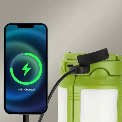 Green Foldable LED Camping Lantern with 6 Modes & Type-C Output - 48LED, IPX4 Waterproof, 3 Styles