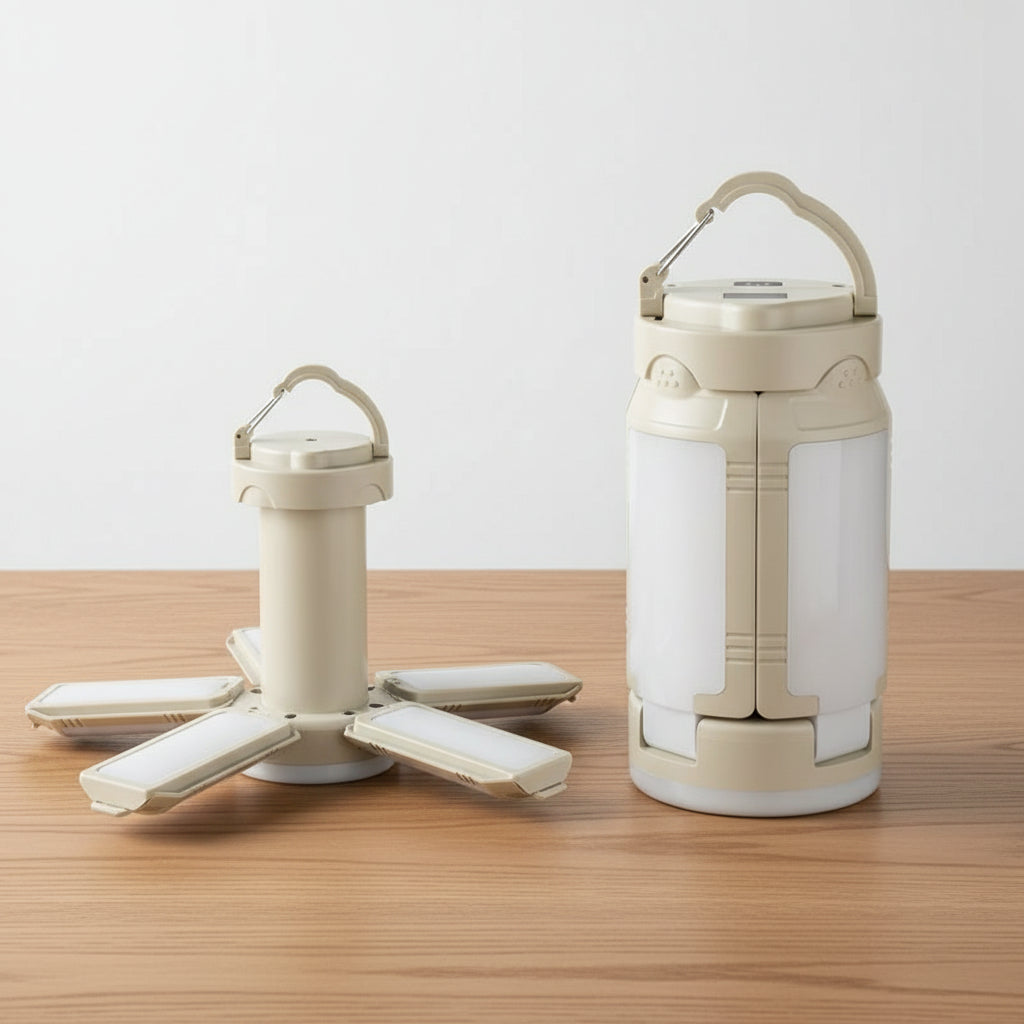 White Foldable LED Camping Lantern with 6 Modes & Type-C Output - 48LED, IPX4 Waterproof, 3 Styles