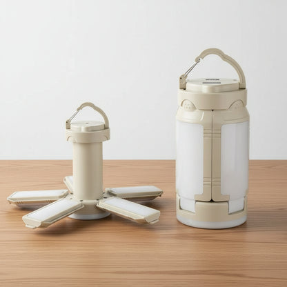 White Foldable LED Camping Lantern with 6 Modes & Type-C Output - 48LED, IPX4 Waterproof, 3 Styles