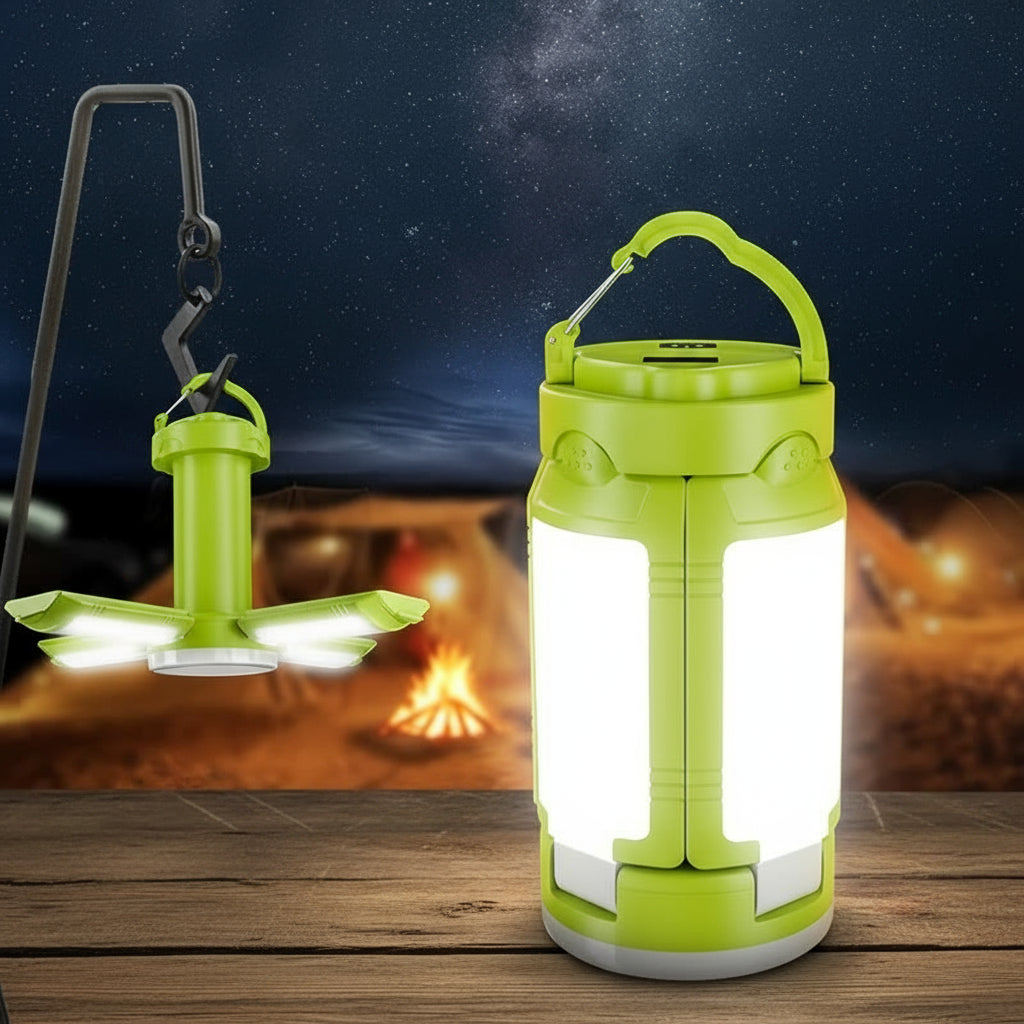 White Foldable LED Camping Lantern with 6 Modes & Type-C Output - 48LED, IPX4 Waterproof, 3 Styles