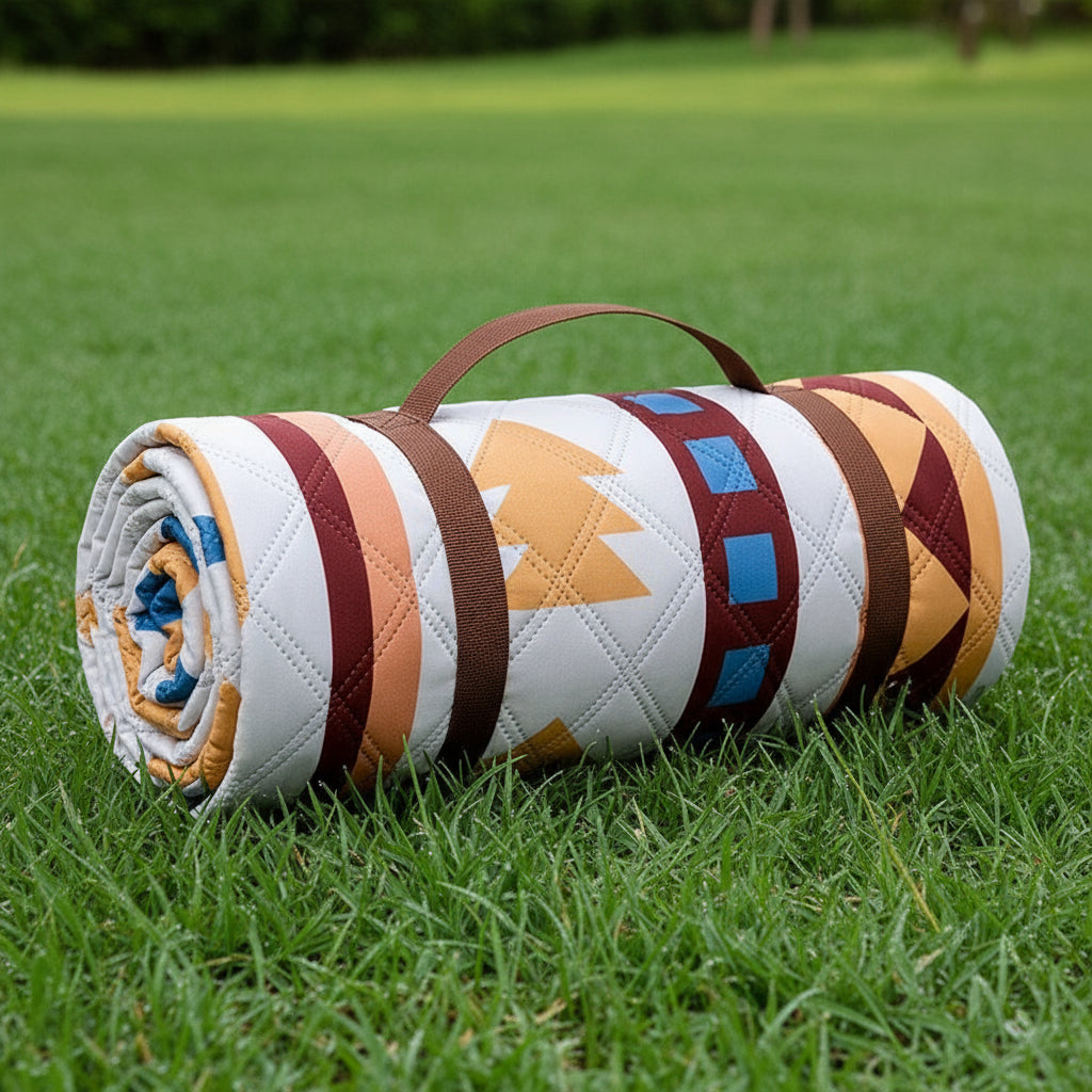Portable Traditional Pattern Picnic Mat - Lightweight , 200x200cm, with Storage Bag