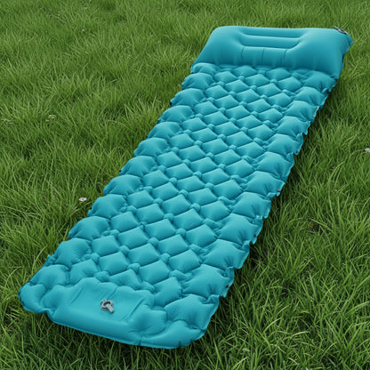 Peacock blue Portable Outdoor Inflatable Mat - Foot-Operated Camping Sleeping Pad