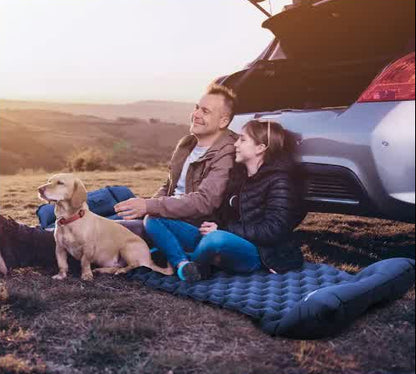 Peacock blue Portable Outdoor Inflatable Mat - Foot-Operated Camping Sleeping Pad