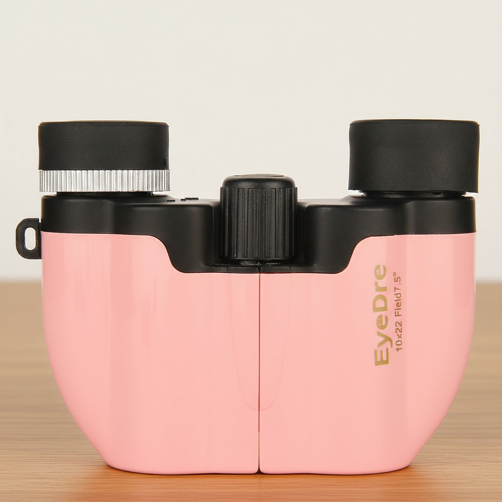 Pink 10x22 Compact Binoculars for Adults - High Definition Lightweight Telescope for Hiking, Travel, and Concerts