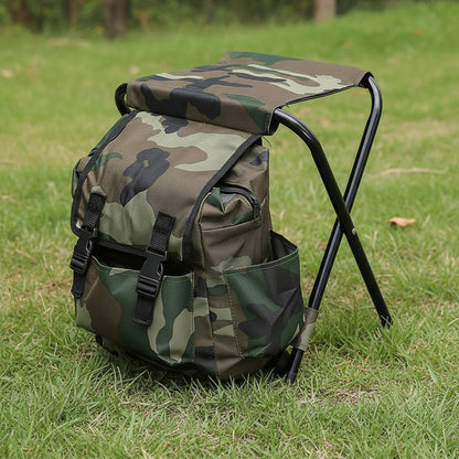 Folding Camo Backpack Stool - Portable Chair for Camping & Fishing