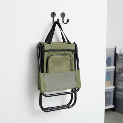 Foldable Camping Chair with Integrated 10L Insulated Cooler Bag - Army Green