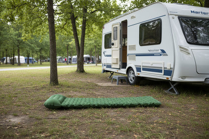 2pc Ultralight Inflatable Camping Sleeping Mat with Integrated Pillow - Waterproof 40D Nylon TPU(Grey)