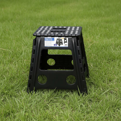 Large Plastic Folding Stool Portable Chair Store Flat Easy Carry Outdoor Camping Black