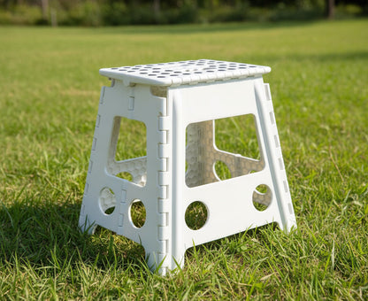 Large Plastic Folding Stool Portable Chair Outdoor Camping White