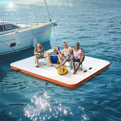 VEVOR Inflatable Floating Dock, 10 x 10FT Inflatable Dock Platform, Non-Slip Water Floating Dock Mat with Portable Carrying Bag & Detachable Ladder, Floating Platform Island Raft for Pool Beach Ocean