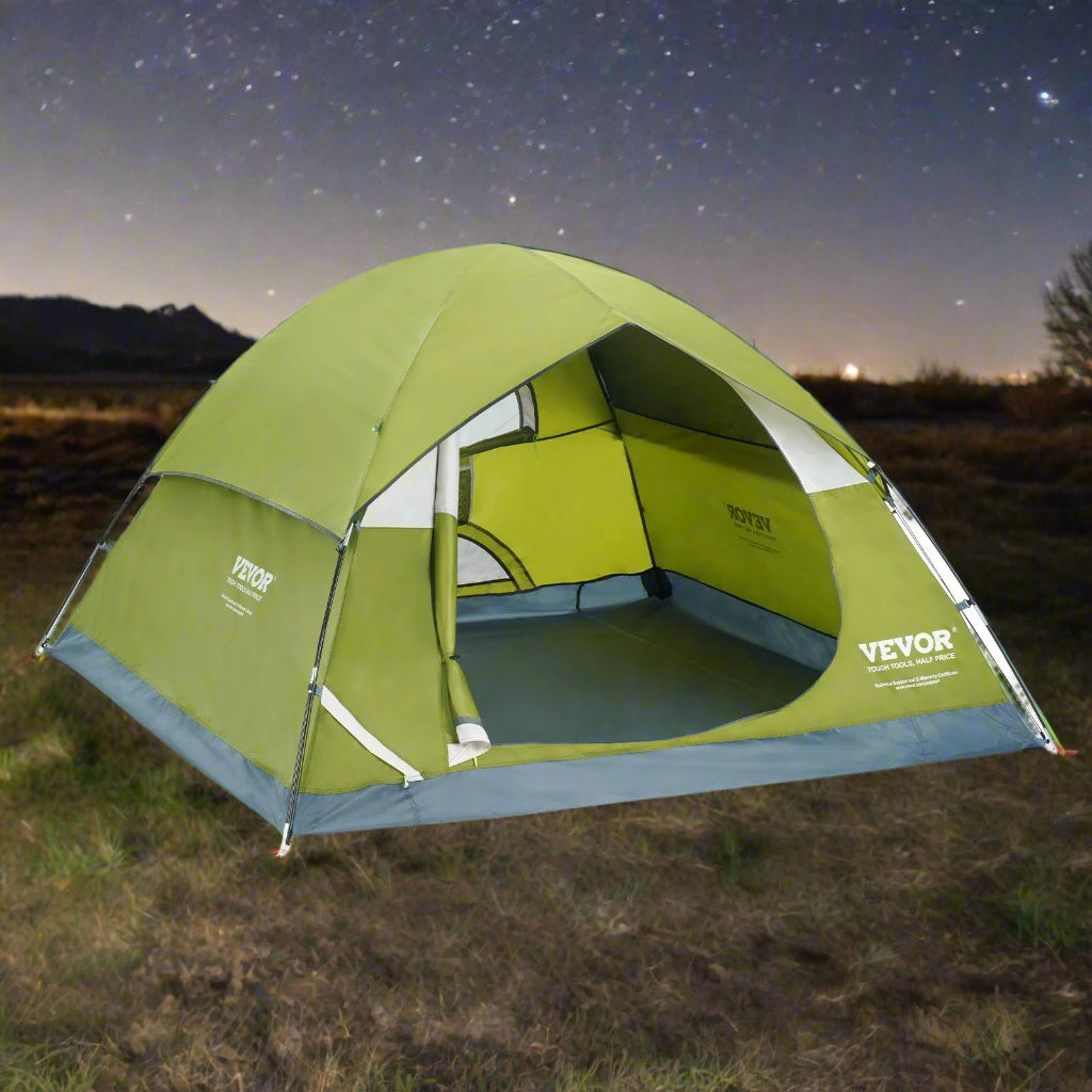 VEVOR Camping Tent, 7 x 7 x 4 ft Fit for 6 Person, Waterproof Lightweight Backpacking Tent, Easy Setup, with Door and Window, for Outdoor Family Camping, Hiking, Hunting, Mountaineering Travel