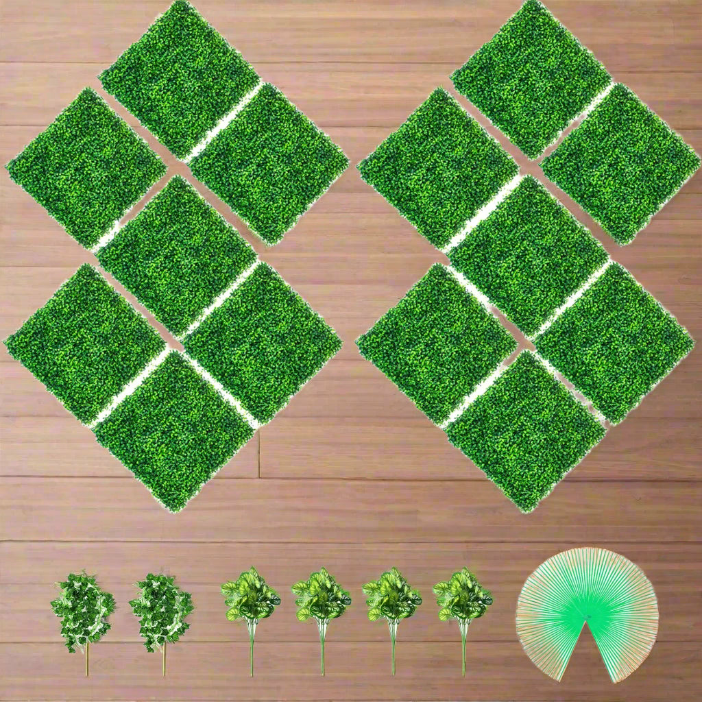 VEVOR Artificial Boxwood Panels, 14 PCS50.8x50.8cmBoxwood Hedge Wall Panels, PE Artificial Grass Backdrop Wall 4 cm , Privacy Hedge Screen for Decoration of Outdoor, Indoor, Garden, Fence, and Backyar