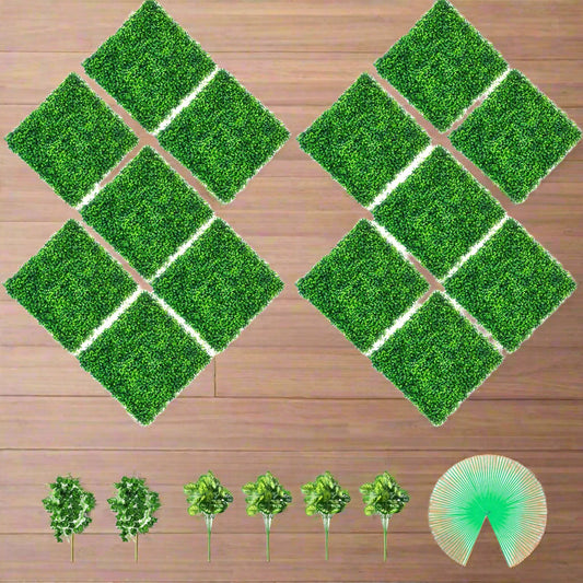 VEVOR Artificial Boxwood Panels, 14 PCS50.8x50.8cmBoxwood Hedge Wall Panels, PE Artificial Grass Backdrop Wall 4 cm , Privacy Hedge Screen for Decoration of Outdoor, Indoor, Garden, Fence, and Backyar