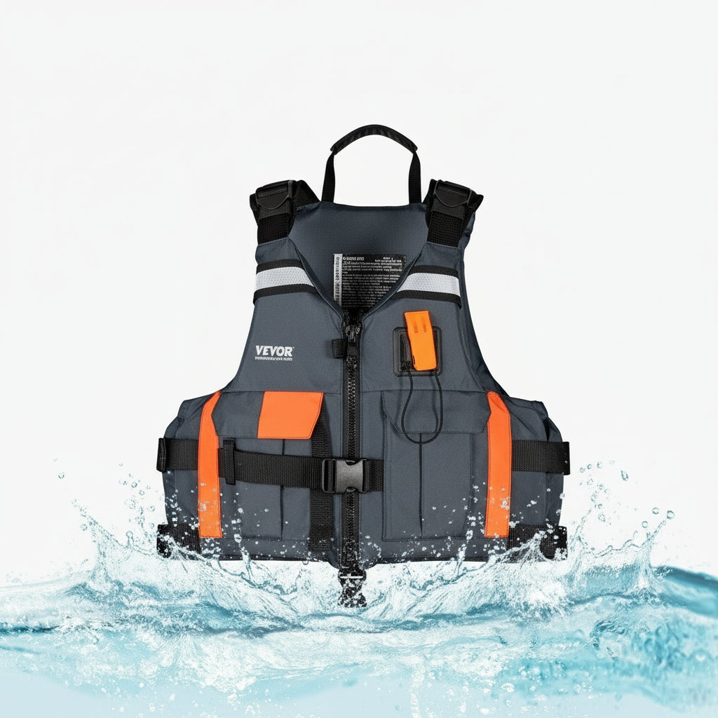 VEVOR Life Vest for Watersports (PFD), Life Jacket with Waterproof Nylon & 96N Buoyancy, Life Vest/Jacket for Any Water Activity-Fishing, Kayaking, Surfing and More, Men and Women L